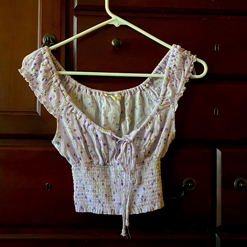 Lavender Floral Crop Top